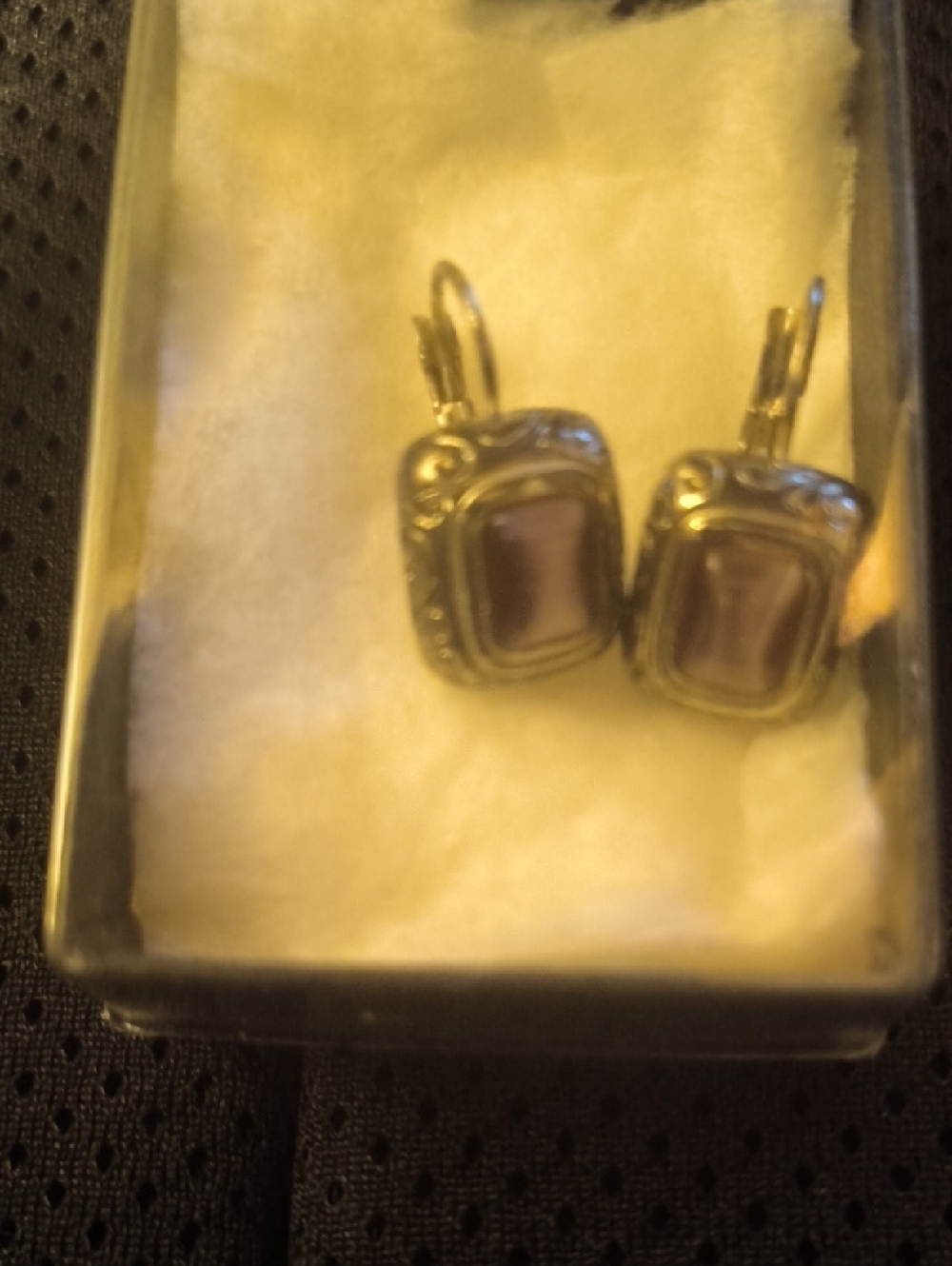 Silver-Tone Purple Glass Drop Earrings - Women's Jewelry